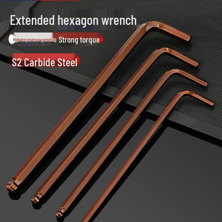 Высокопрочный S2 Шаровая головка L-образный Удлиненный шестигранный ключ, Внутренний шестигранник 6-гранный, Размеры 2,5 мм и 4 мм