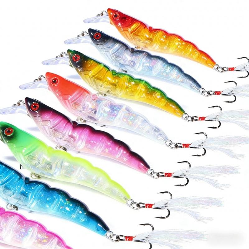 Wooden shrimp lure12CM10Colorful simulated shrimp lure, suitable for both freshwater and saltwater, for bass and catfish, boxed