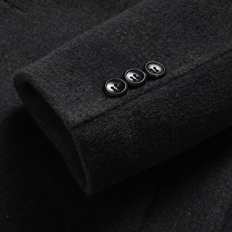 Осенне-зимнее утепленное двухстороннее шерстяное пальто с пуховой подкладкой Мужское кашемировое шерстяное пальто Средней длины Шерстяное двухстороннее шерстяное пальто