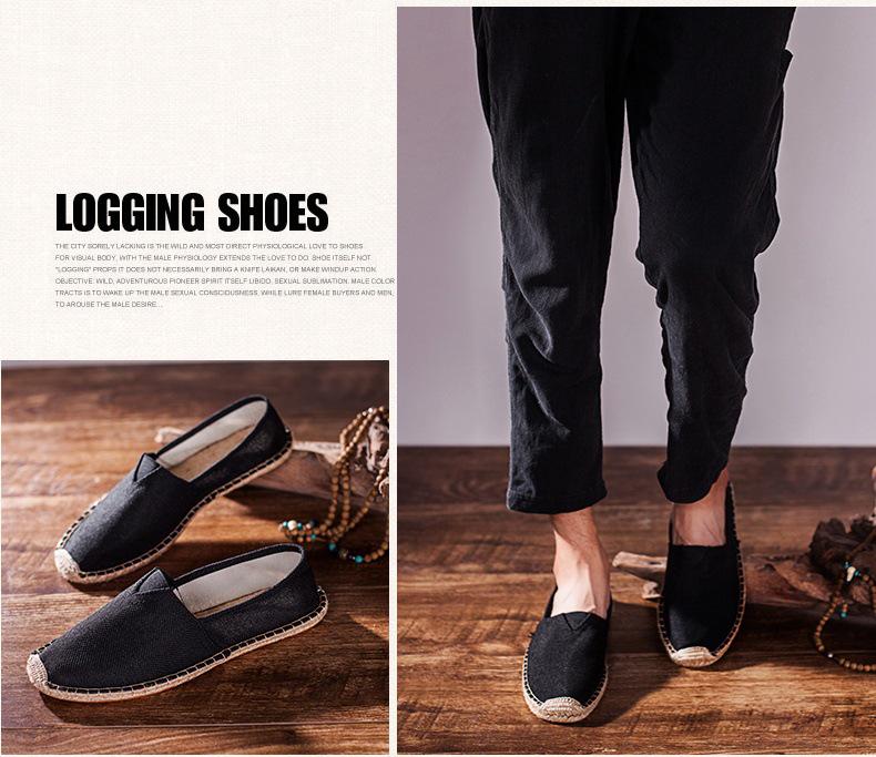 Износостойкая обувь из холста и льна для мужчин и женщин: Дышащие, Ручной работы, Повседневные слипоны для ходьбы