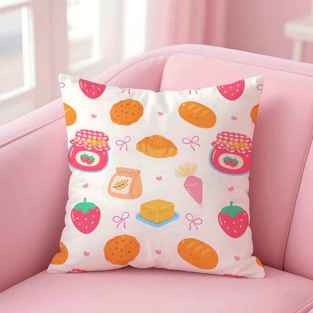 Fashion Food Art Patterns Cushion Cover Pillow Case Soft Friendly Fabric Concealed Zipper