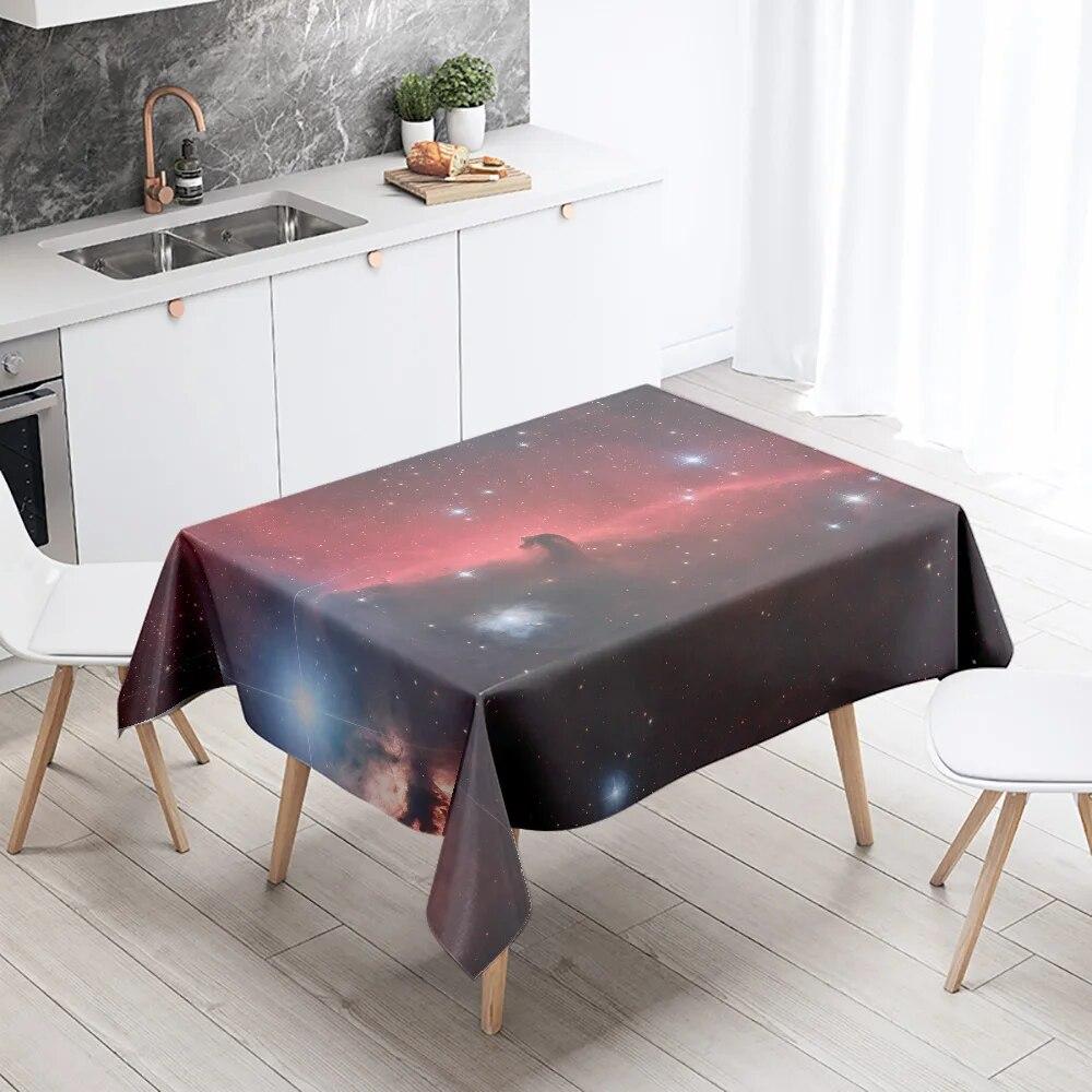 Starry Universe Tablecloth Cumulus Antifouling Waterproof Rectangular Kitchen Dining Table Home Decoration