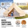 Canvas Bell Tent, 4 Seasons 5 m/16.4 ft Yurt Tent, Canvas Tent for Camping with Stove Jack, Breathable Tent Holds up to 8 People, Family Camping