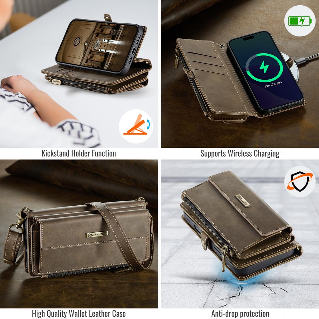 Leather Crossbody Case for Samsung Galaxy S26 Ultra S25 Edge S24 Fe S23 Plus S22 S21 S20 Card Holder Wallet Soft Phone Cover