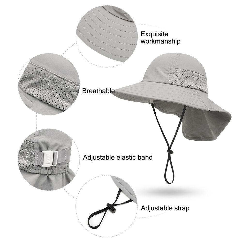 Large Brim Beach Hat Adjustable with Neck Flap Beach Play Hat Kids Sun Hat Sun Protection Hat