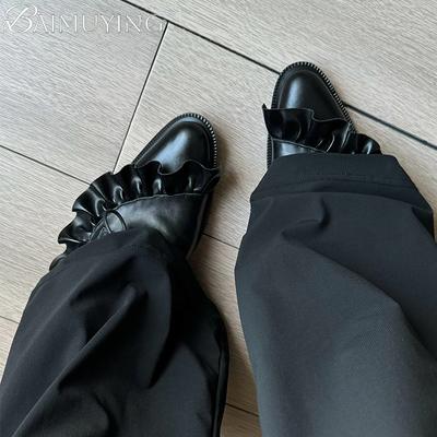 Женские туфли из мягкой кожи, лоферы с острым носком, повседневные кроссовки, дизайнерский бренд 2025, новые, средний каблук, офисные туфли-лодочки, массивная обувь, мужские