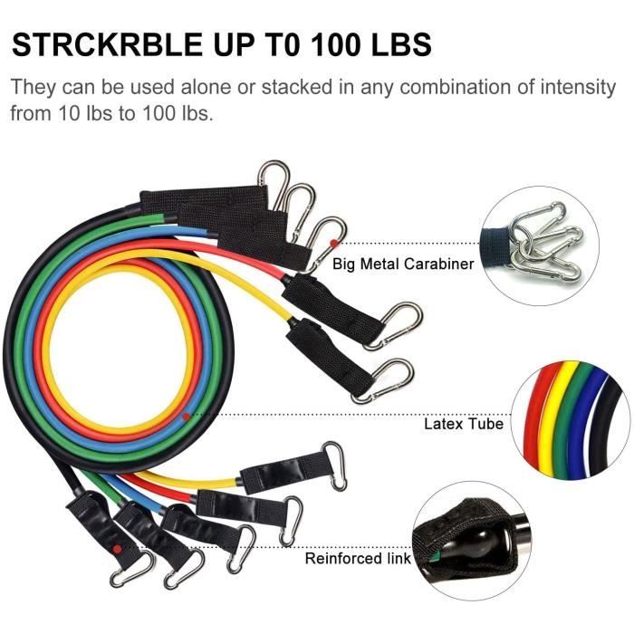 Bandes de résistance - 11pcs - Acier inoxydable - Latex - Mixte
