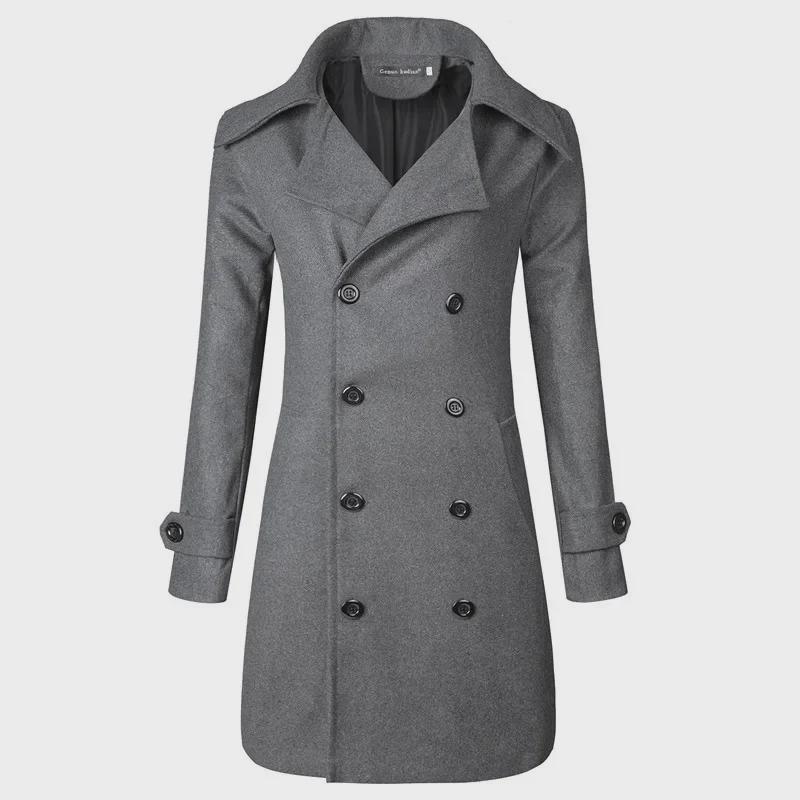 Мужская двубортная ветровка 3D Hollow средней длины, размеры M-4XL