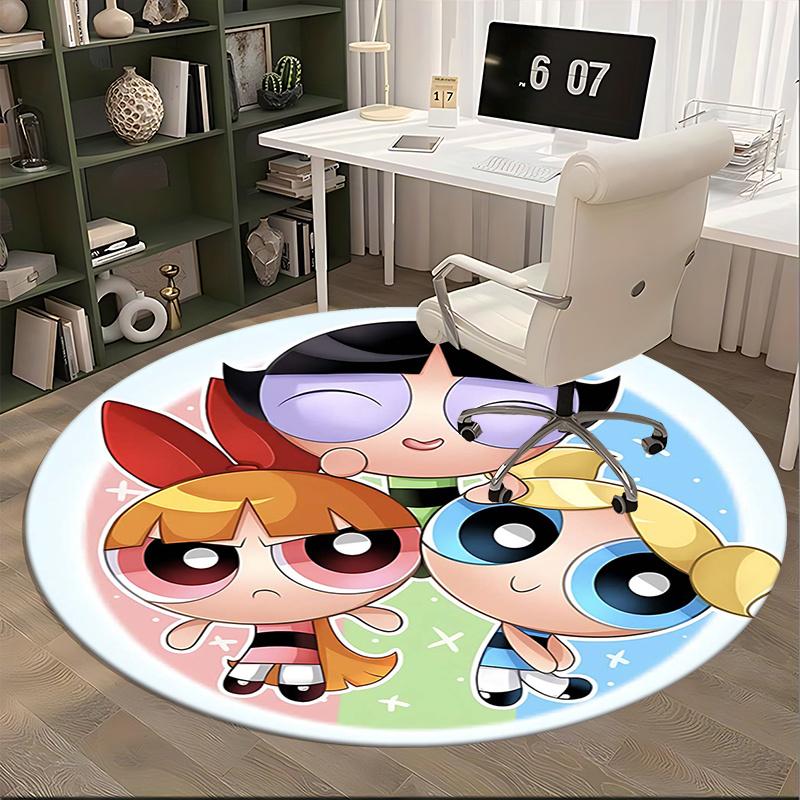 Powerpuff Girls Chair mat Round Rug Office carpet, Non slip, Suitable for Living Rooms, Bedrooms,Decor1205770a