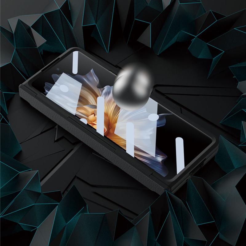 For Honor Magic Vs Case Plating Leather Hinge Pen Holder Hard Bracket Cover For Magic Vs Funda With Glass Flim