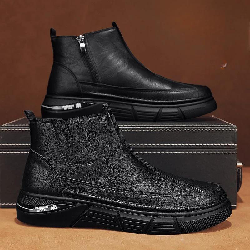 Повседневная хлопковая обувь на платформе Зимняя обувь Мужская Бренды Оригинальные Сделки Роскошная Толстая Плюшевая Обувь Высокого Качества Снежные Ботинки для Мужчин