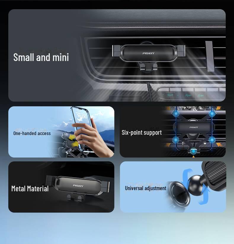 PISEN Мини Автомобильный Держатель для Телефона - Крепление на Воздуховод, Конструкция с Одинарным Крючком