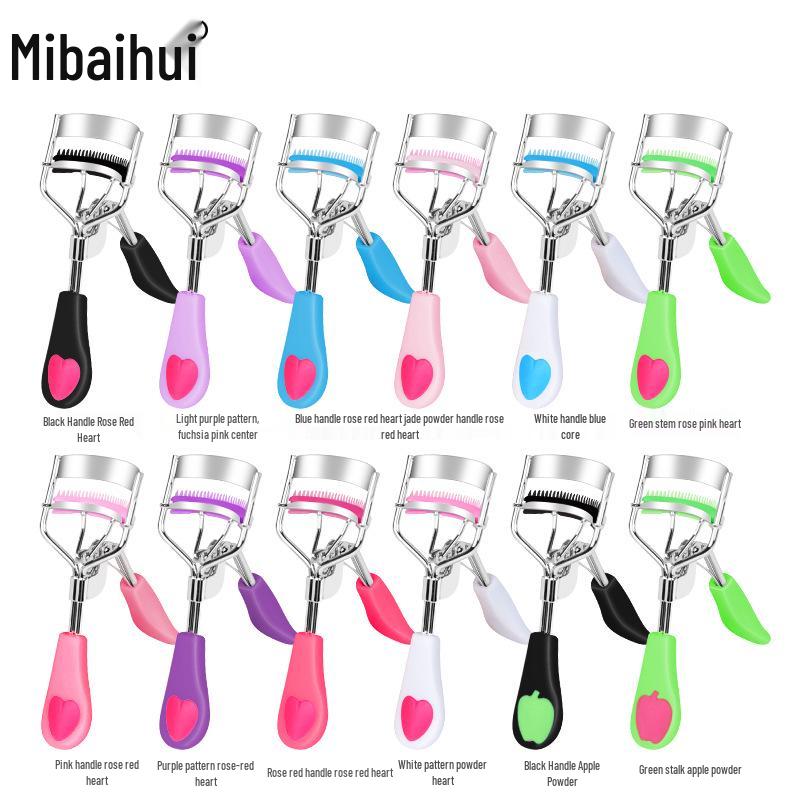 Heart-Shaped Wide-Angle Eyelash Curler with Comb - Makeup Tool for Curling False Lashes