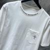 8010 CHROME HEARTS Лето 2026 Новая Высококачественная Хлопковая Круглый Вырез Свободная Большого Размера Мужская и Женская Футболка Футболка для Пары