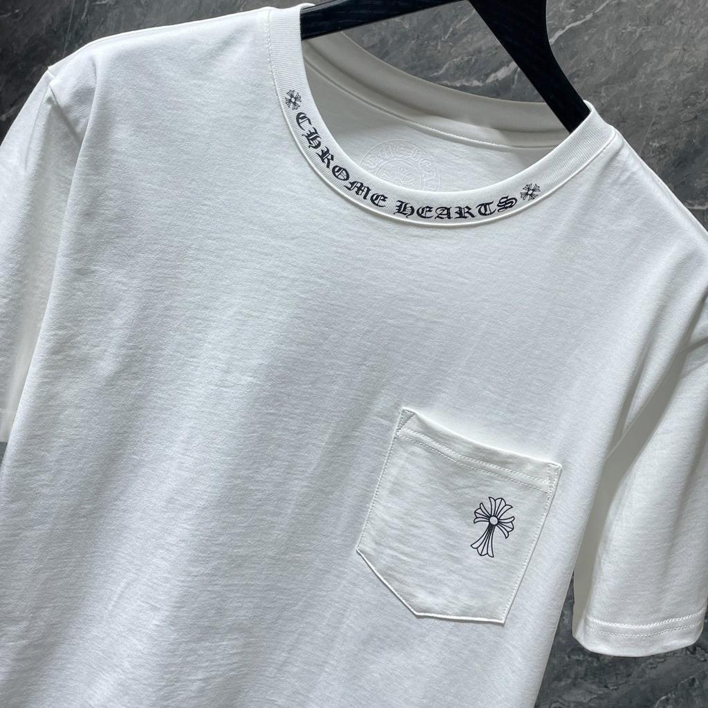 8010 CHROME HEARTS Лето 2026 Новая Высококачественная Хлопковая Круглый Вырез Свободная Большого Размера Мужская и Женская Футболка Футболка для Пары