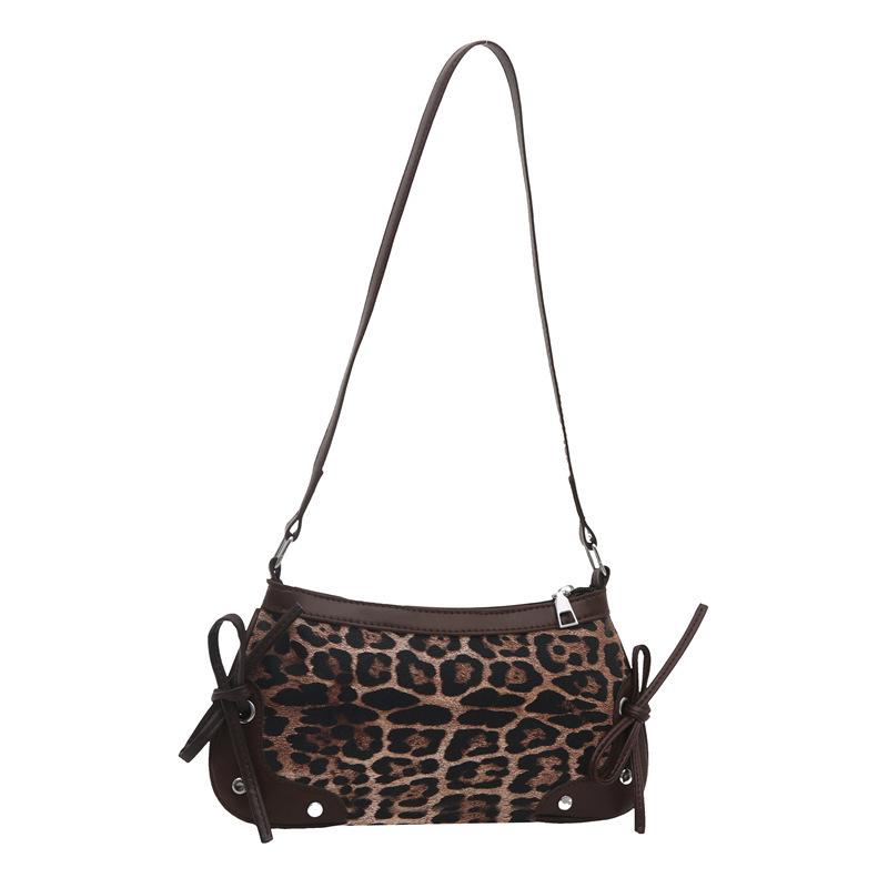 Bag Women's Fashion 2025 New Bow Leopard Print One Shoulder Portable Underarm Bag Fashion Popular Bag