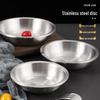 304 Stainless Steel Deepened Vegetable and Dinner Plate, Thickened Flat Bottom for Soup and Fish, Brushed Finish