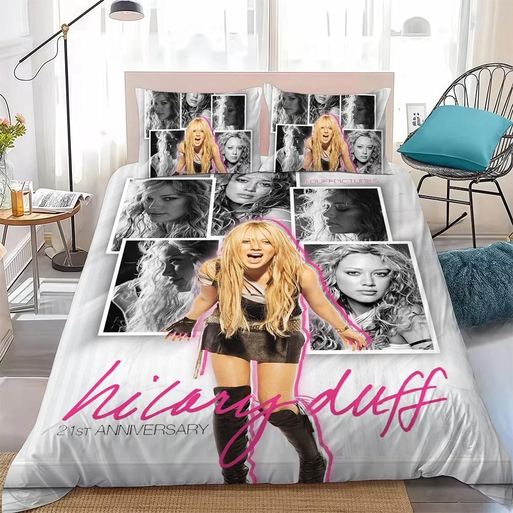 3D Singer H-Hilary Duff Duvet Cover and Pillowcase,Home Bedding Set,Teen and Adult Bedroom Decor,Gifts for Boys girls