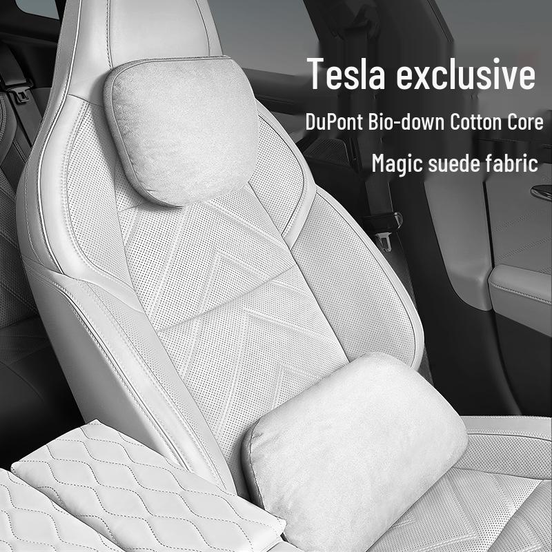 Подушка из замши для шеи и поясницы Tesla Model Y/L/3 для поддержки подголовника