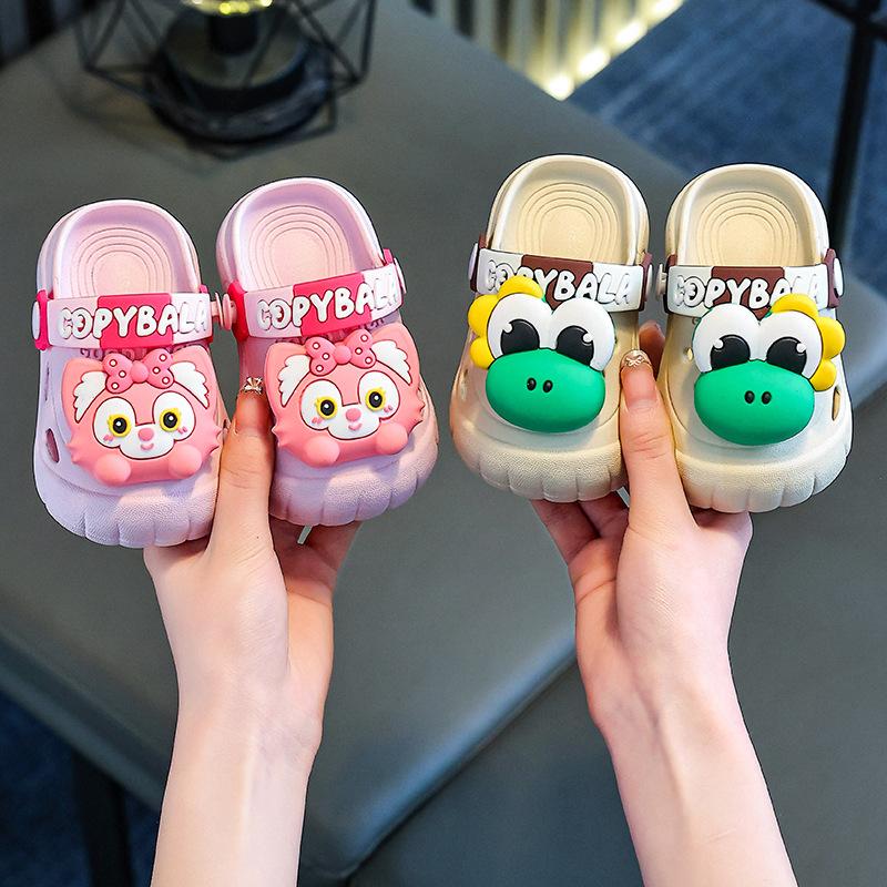Children's summer clogs for girls, indoor non-slip cartoon sandals for boys, toddlers, and older kids, suitable for outdoor beach wear