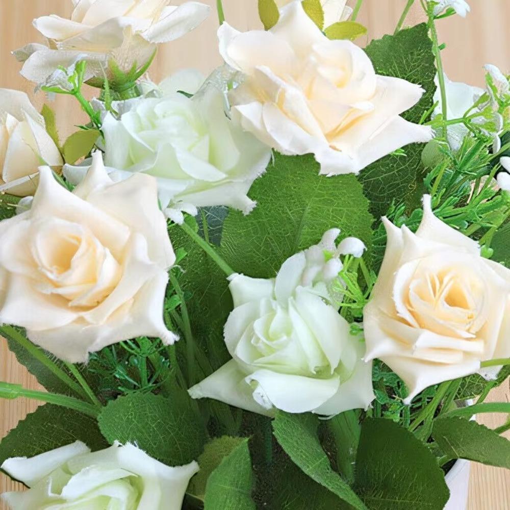 Пластиковое искусственное растение в горшке Роза Растение в горшке Симуляция Искусственные растения Украшение Уличное