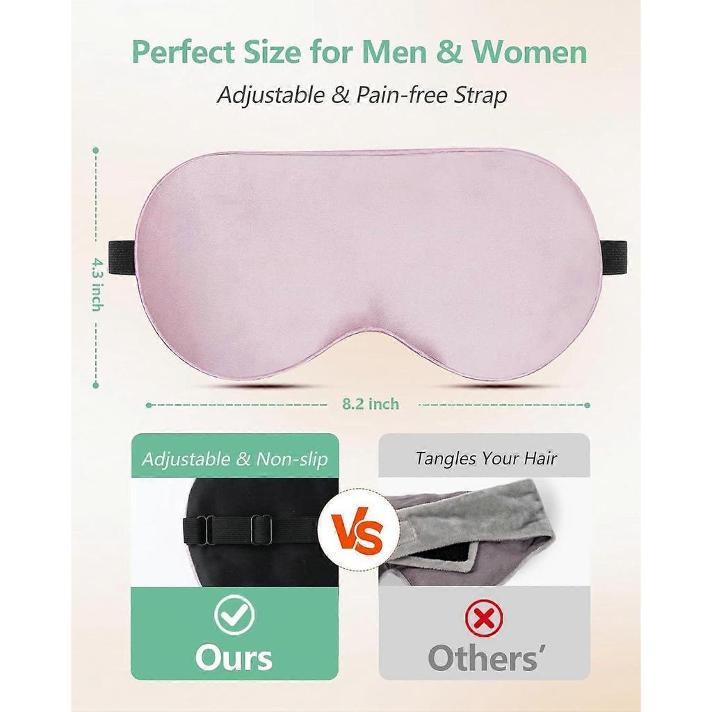 100% Real Mulberry Silk 2 Pack Sleep Mask, Natural Pure Silk Eye Masks with Adjustable Strap for Sleeping, 100% Block Light Eye Sleep Shade Cover, Re