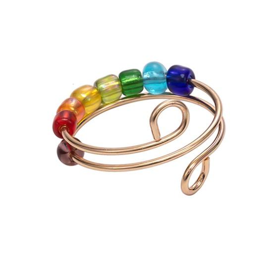 Вращающееся кольцо с разноцветными бусинами для снятия стресса и тревоги, открытое регулируемое кольцо для мужчин и женщин, модные ювелирные изделия, аксессуары, рождественский, новогодний подарок