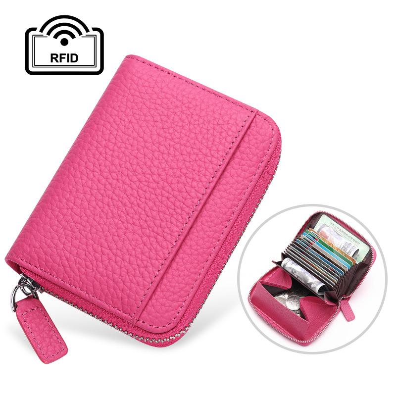 Rfid Card Holder 100% Genuine Leather Business Card Wallet Organ Card Bag Female Bag Japanese