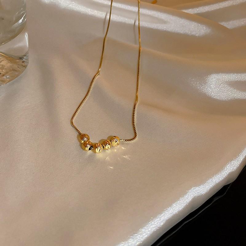 Золотое колье-боб из слитков - Нержавеющая сталь, Нишевый дизайн, Простая цепочка для ключиц, Универсальная модная бижутерия