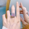 Fashion 18K White Gold Radiant Cut 8*10MM Sapphire Faceted Gemstone Ring Engagement Gift 925 Sterling Silver Jewelry