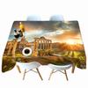 Ancient Castle Building And Fountain Pattern Tablecloth Thicken Cotton Rectangular Round Table Cloth For Wedding Picnic Party