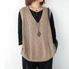 Knitted Vest Female Undershirt Spring and Autumn Thin Section Loose Big Yards Hollow Sleeveless Hitching V-collar Shoulders Horse Clip Tops