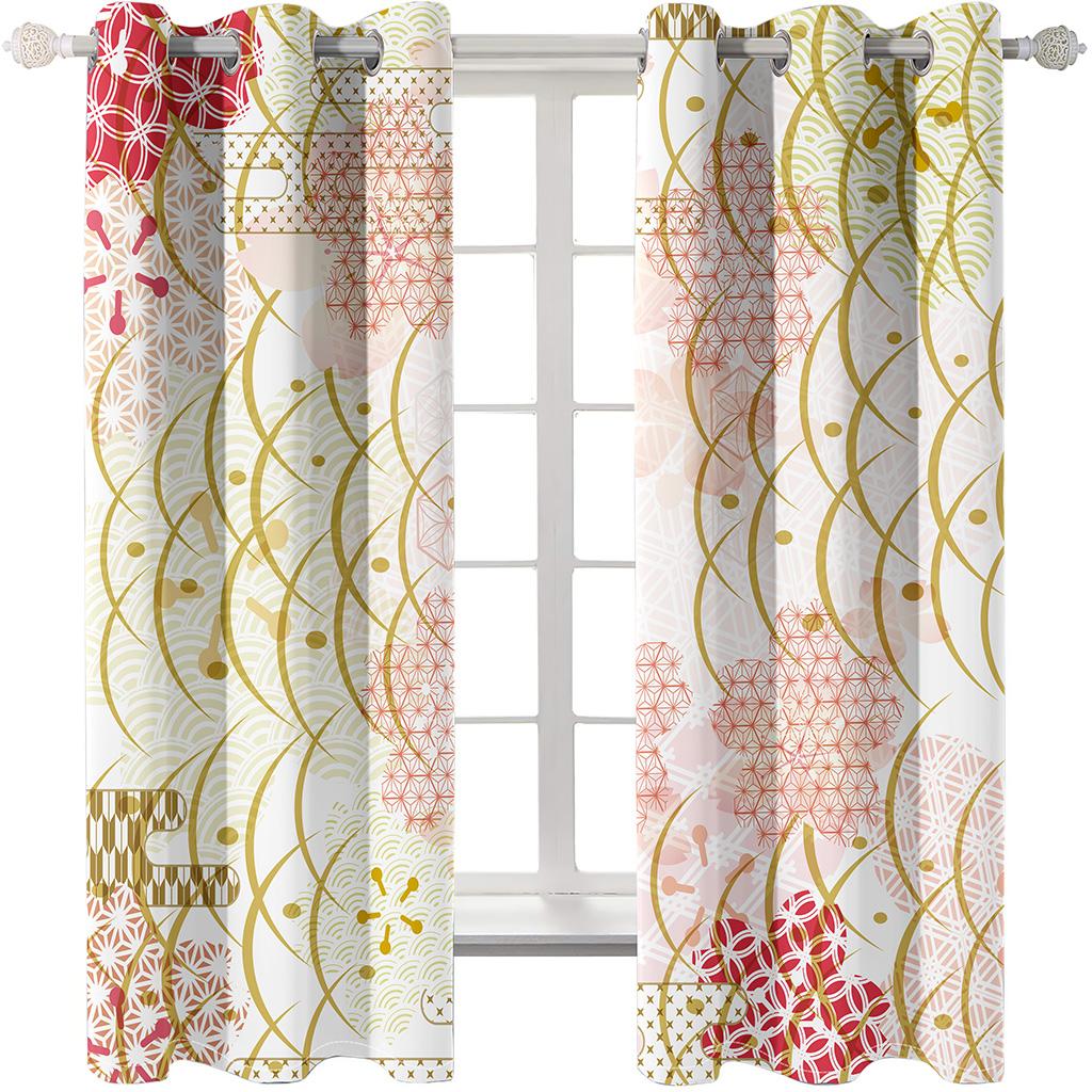 Japanese Landscape Luxurious Flower Window Panel Drapes in Children Bedroom Living Room Hall Treatments Kitchen Decor Drapes Blinds