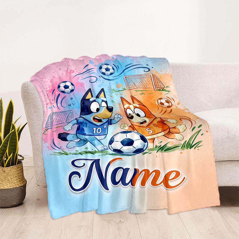 Bluey's Paw Patrol Adventure Customize Text Blanket Cozy Personalized Blanket Durable Comfort Great for Bedding Nap Bed Livingroom