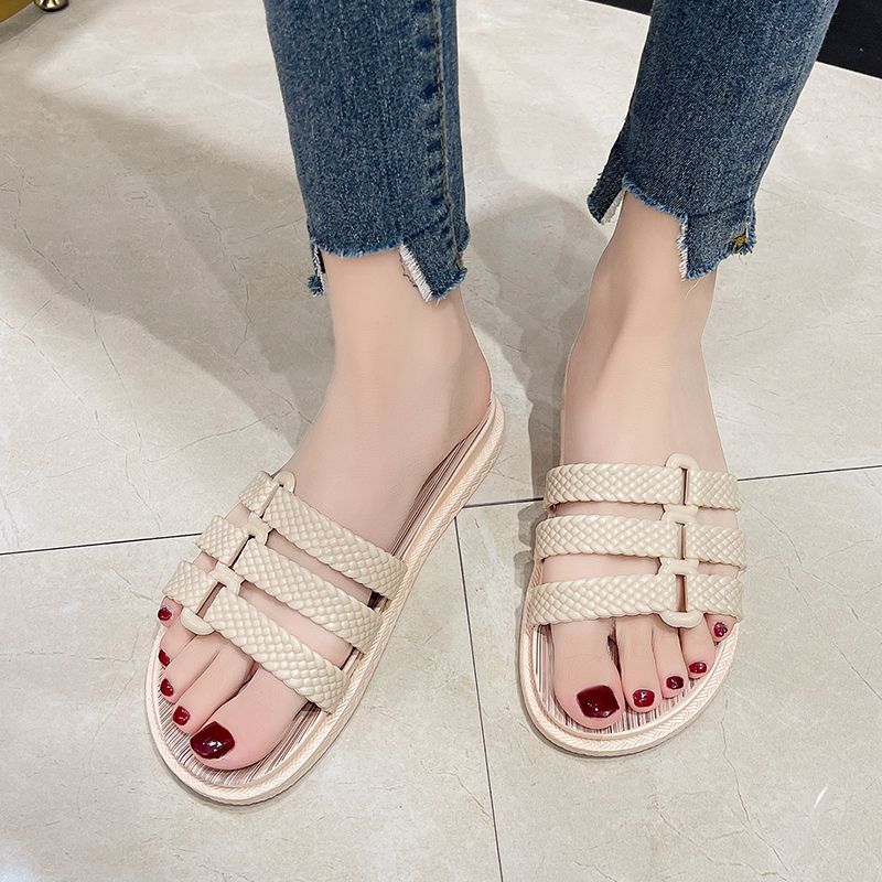 Тапочки, женская летняя одежда, корейская версия, модная универсальная однотонная пляжная обувь для прогулок