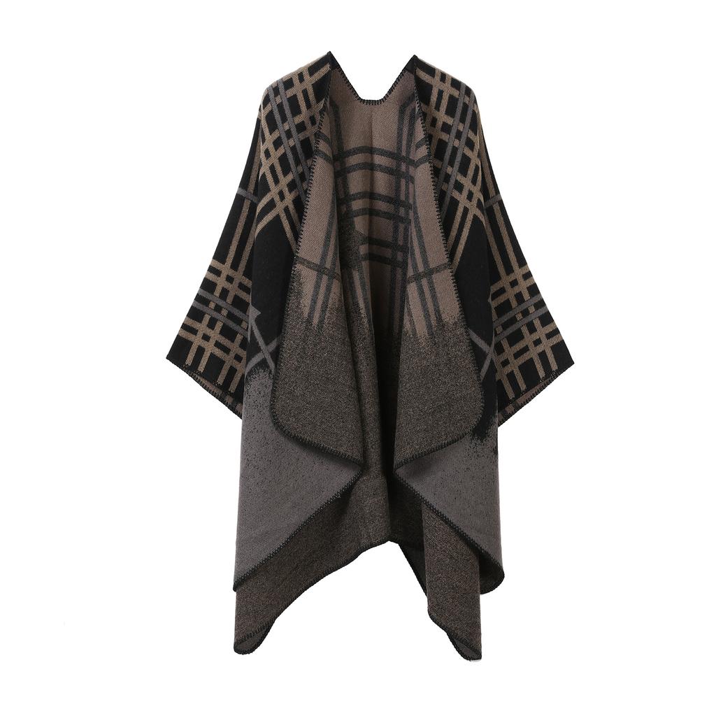 Classical Style Women's Shawl Double-sided Tassel Slit Cape High-end Travel Warm Cape