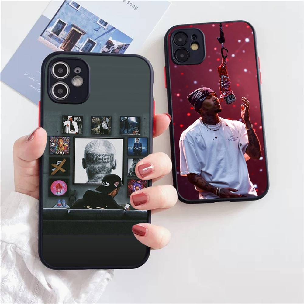 Чехол для телефона C-Chris Brown 11 с матовым покрытием для iPhone 16 15 14 11 12 13 Mini Pro Max X XR XS ударопрочный