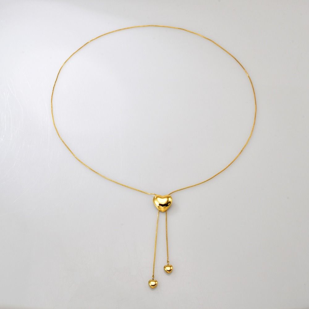 Gold Color Heart Chain Necklace Alloy Heart Pendant Necklace Bijoux Femme