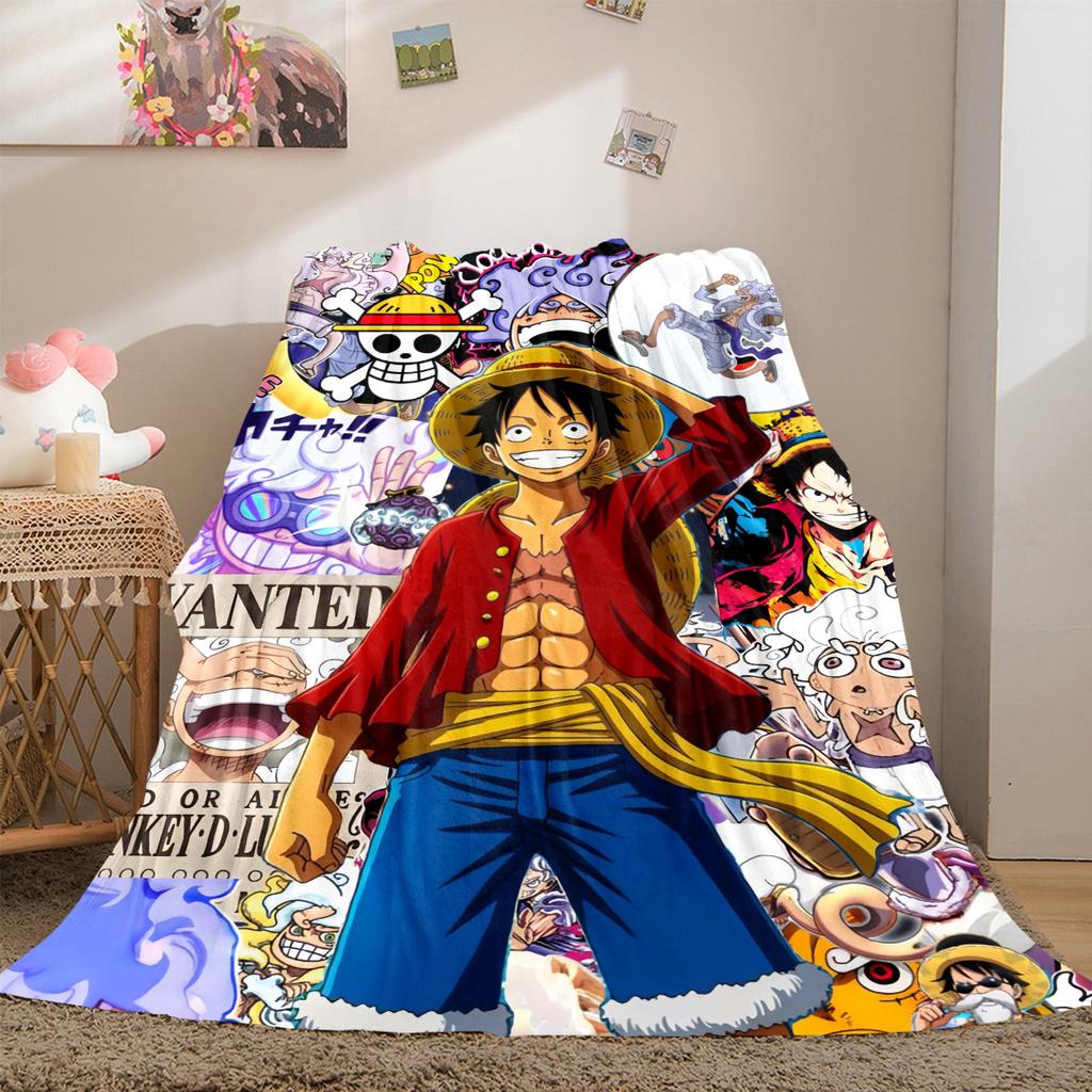 Nami Luffy Zoro Sanji Flannel Lightweight Blanket Home Decor Sofa Bed Travel Cover Family Gift LXR165