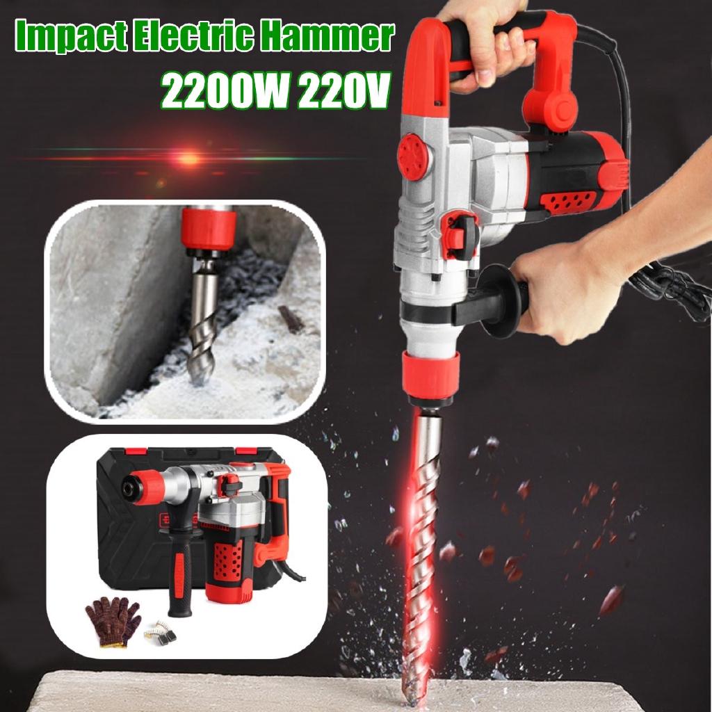 2200W 220V Heavy Impact Electric Hammer Concrete Breaker 30S Quickly Breaks Industrial Power Tools