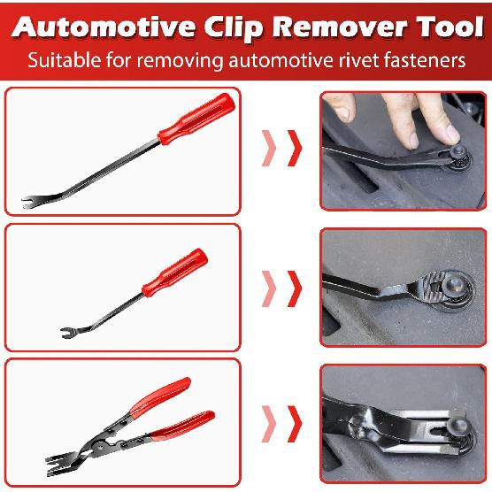 7 Pcs Car Trim Removal Tool Kit with Non-Scratch Plastic Pry Tool and Fastener Clip Pliers for auto Safe Interior Car Panel Detachment, Dashboard,