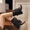 Модная новая обувь на массивном каблуке Женские современные ботильоны 2025 Модная обувь с заклепками Женские сандалии Ботинки Обувь Женские шлепанцы