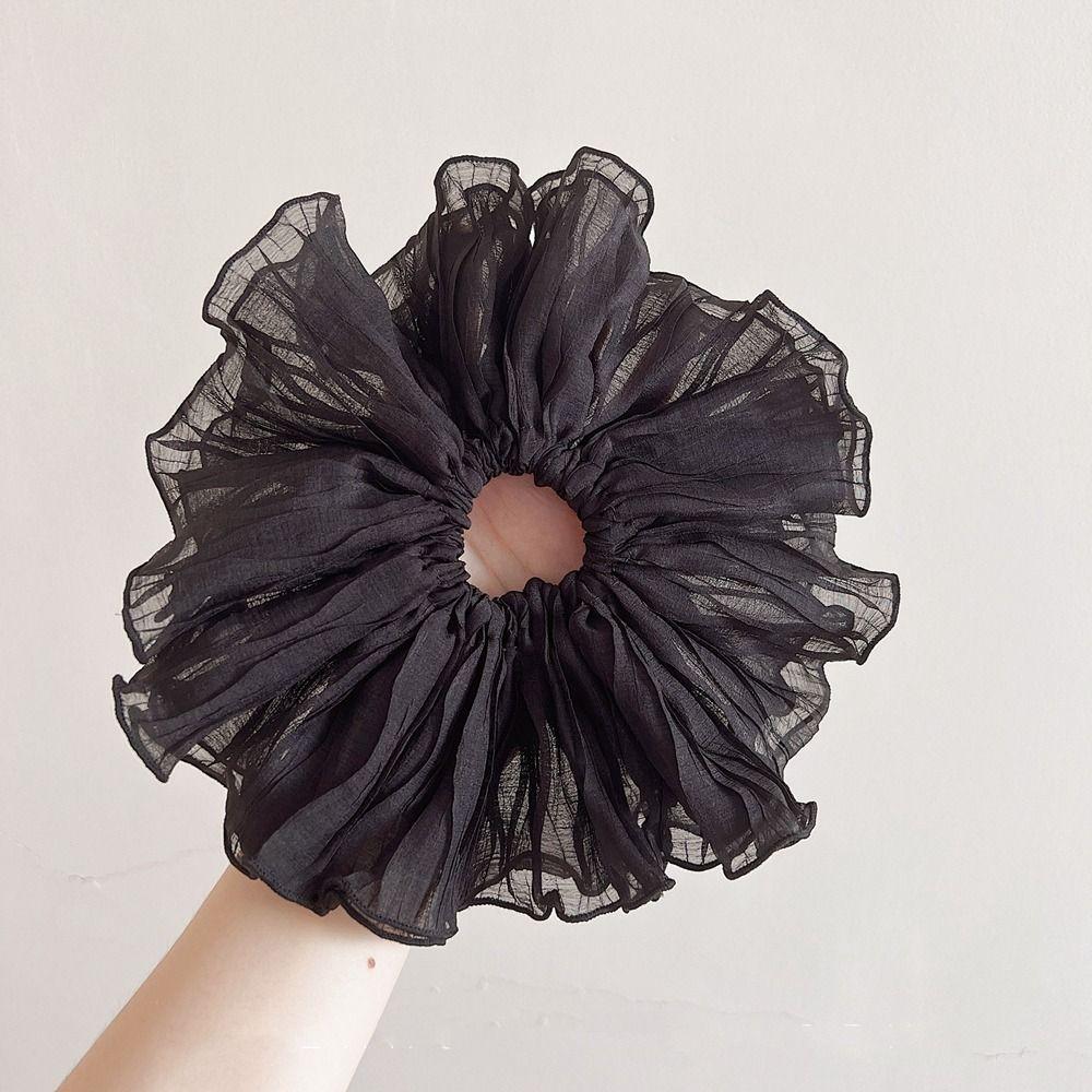 Hair Band Lace Mesh Cloth Flower Hair Tie Korean Style Headwear Women Scrunchies Wrinkle Hair Rope