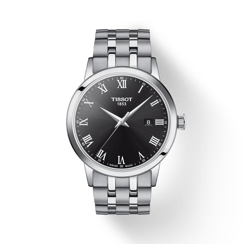 Tissot Мужские модные часы из нержавеющей стали с черным циферблатом T129.410.11.053.00