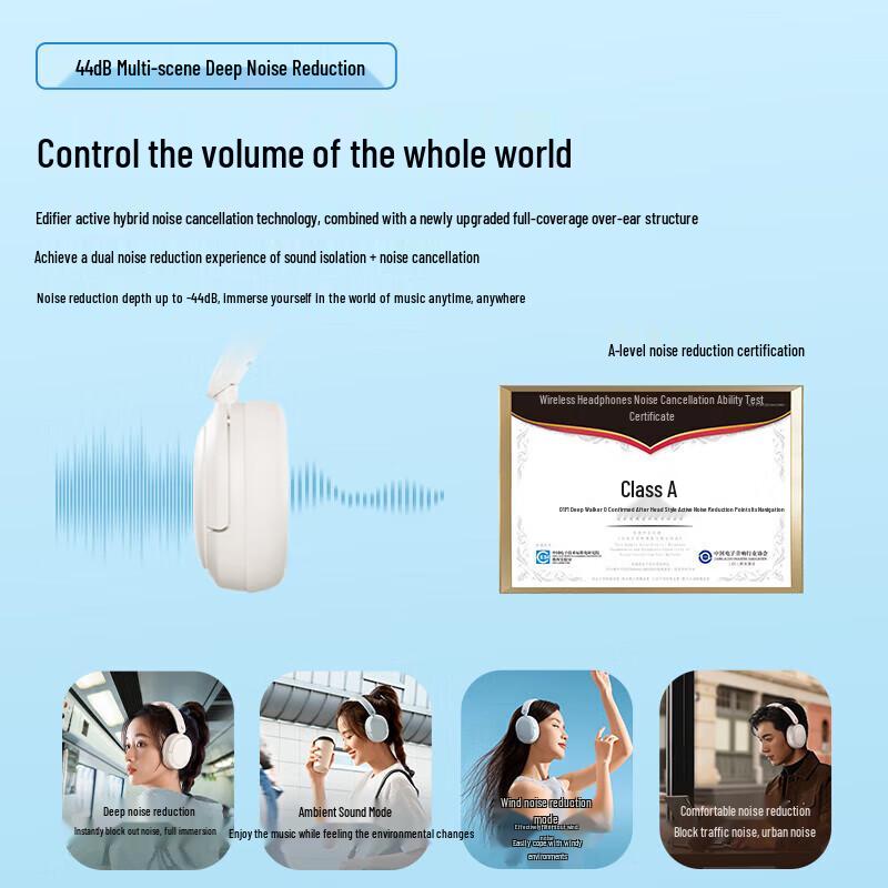 Edifier W800BT Free Over-Ear Active Noise Cancelling Bluetooth Headphones