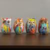 Painted Owl Resin Figurines Nordic Modern Graffiti Animal Sculpture Living Room Ornaments For Home Decor Desk Office Decoration
