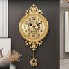 Brass Wall Clock Living Room Fashion Light Luxury Wall Watch Luxury Bedroom Silent Swing Clocks Entrance Decoration Ornaments