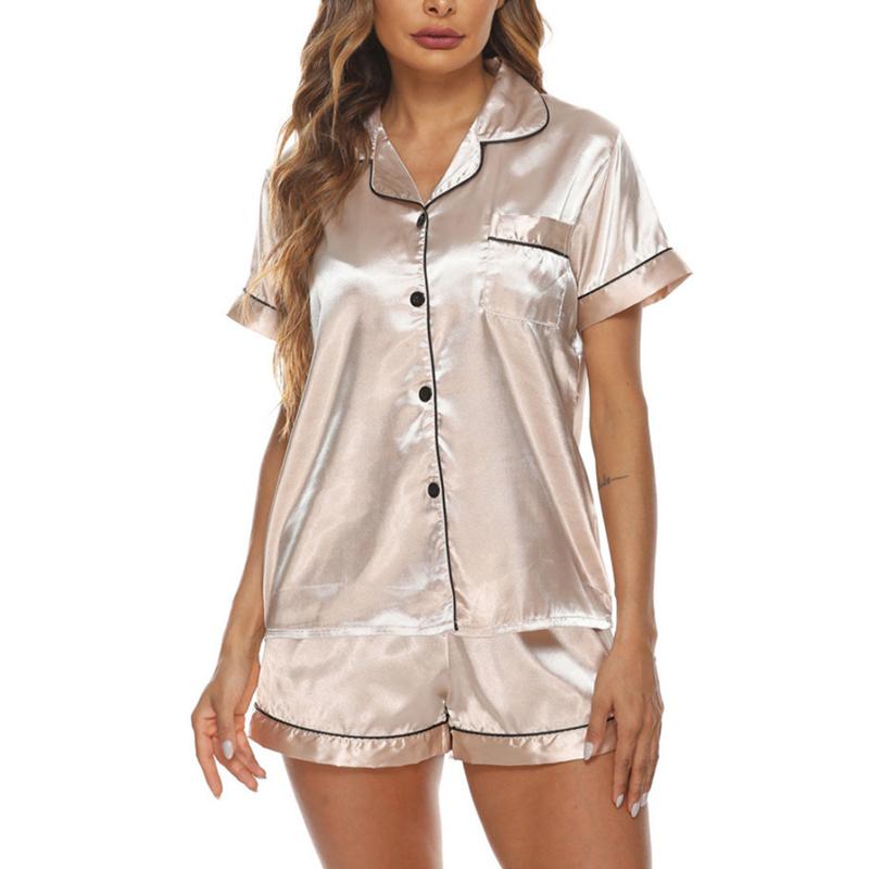 Летние женские однотонные удобные шорты с короткими рукавами, пижамный комплект, домашняя одежда