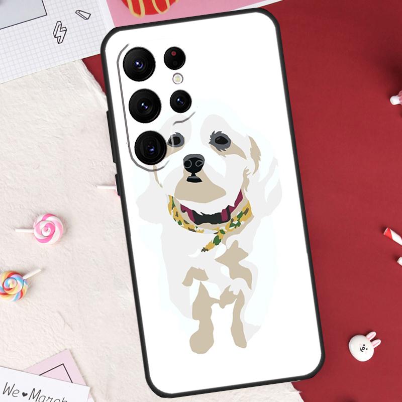 Cartoon Maltese Dog Case For Samsung Galaxy S25 FE S23 FE S20 S21 S22 S24 S25 S26 Ultra S10 S25 Plus Cover Shell