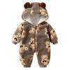 Baby Bear Open Fluffy Cold X35 [SLINX] Комбинезон, Одежда, Комбинезон, Кигуруми, Передняя часть, Осень/Зима, Комбинезон, Боа, Защита, Толстый, Теплый, С капюшоном,